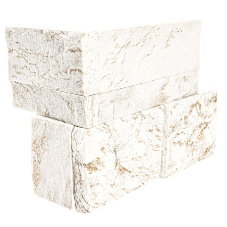 Msi Royal White Splitface Ledger Corner 9'' x 18'' Quartzite Wall Tile, 4PK ZOR-PNL-0155
